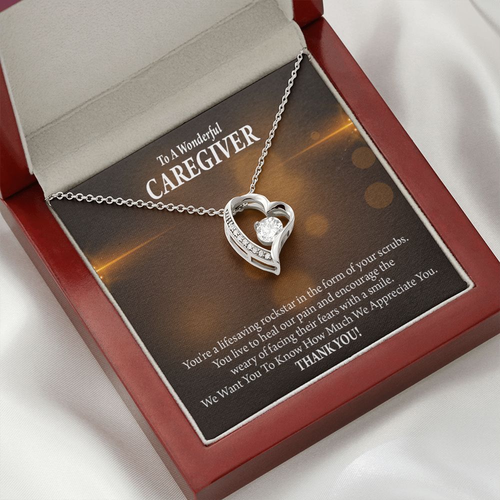 Rockstar Caregiver Forever Necklace w Message Card-Express Your Love Gifts