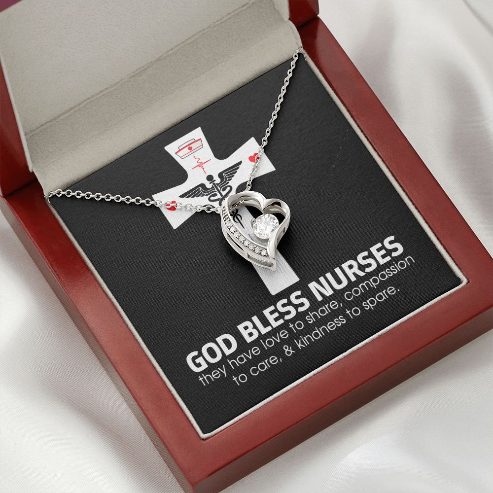 God Bless Nurses Forever Necklace w Message Card-Express Your Love Gifts