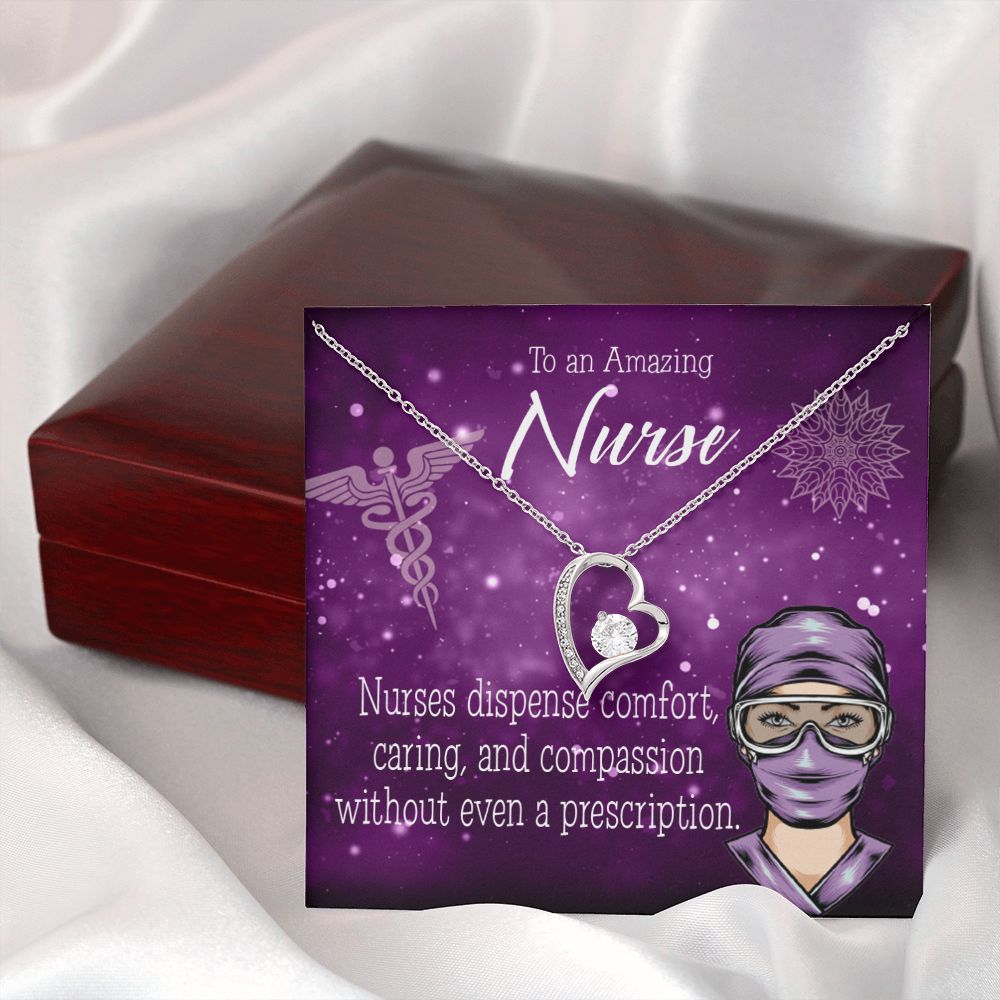 Nurse RN Caduceus Forever Necklace w Message Card-Express Your Love Gifts