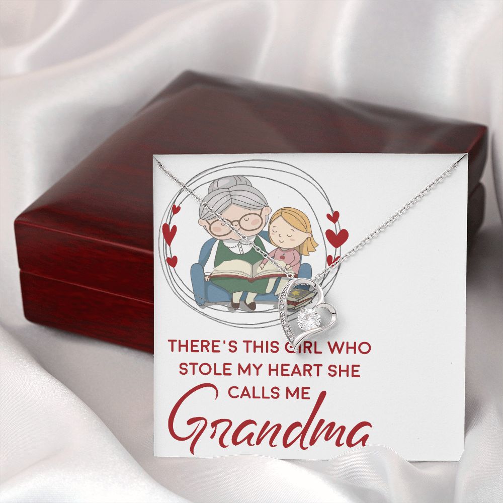 Girl Stole My Haert Calls Me Grandma Forever Necklace w Message Card-Express Your Love Gifts