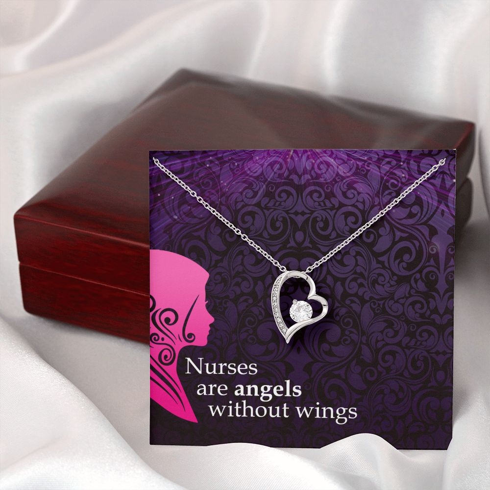 Nurses are Angels Forever Necklace w Message Card-Express Your Love Gifts