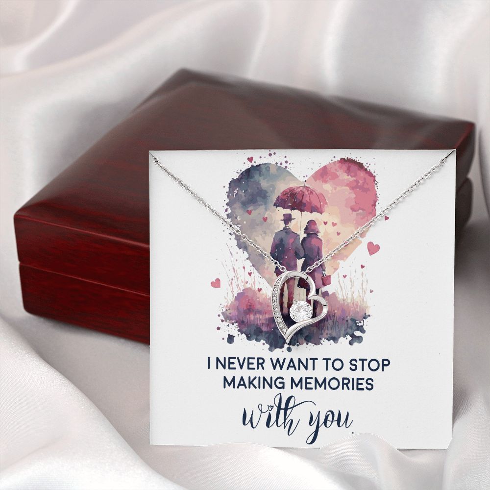 Never Stop Making Memories Forever Necklace w Message Card-Express Your Love Gifts