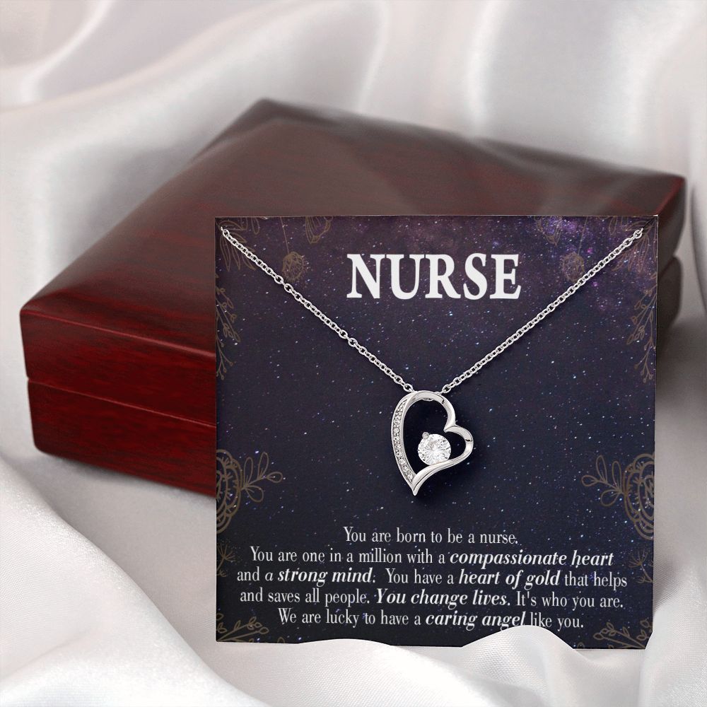 Caring Angel Nurse Forever Necklace w Message Card-Express Your Love Gifts