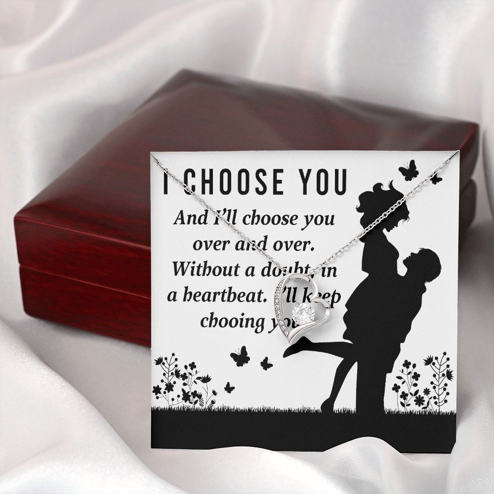I Choose You Forever Necklace w Message Card-Express Your Love Gifts