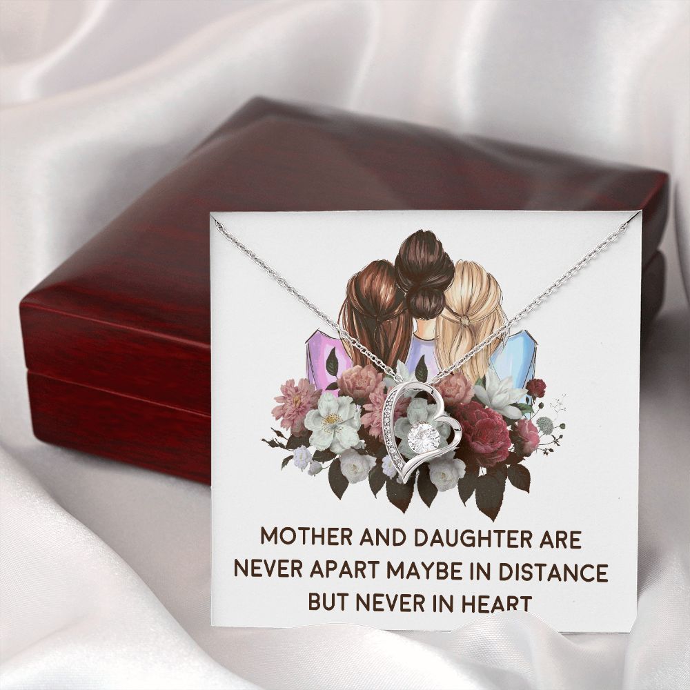Mother and Daughter Never Apart Forever Necklace w Message Card-Express Your Love Gifts