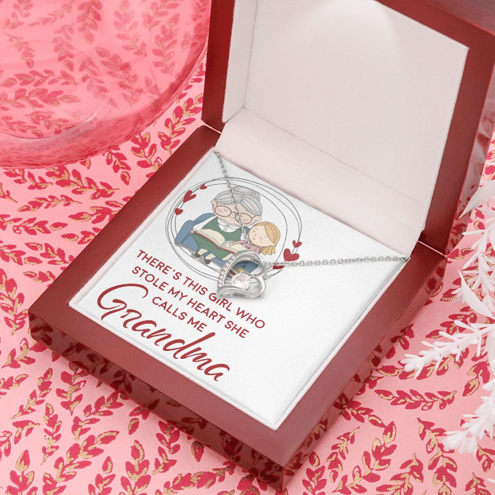 Girl Stole My Haert Calls Me Grandma Forever Necklace w Message Card-Express Your Love Gifts