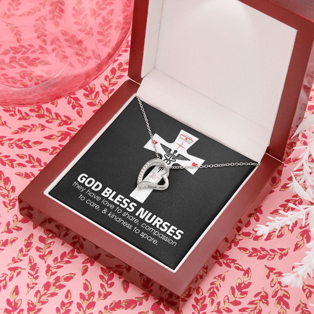 God Bless Nurses Forever Necklace w Message Card-Express Your Love Gifts