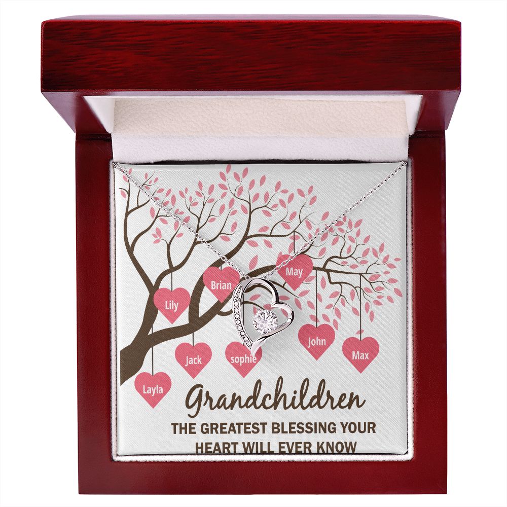 Grandchildren the Greatest Blessing Forever Necklace w Message Card-Express Your Love Gifts