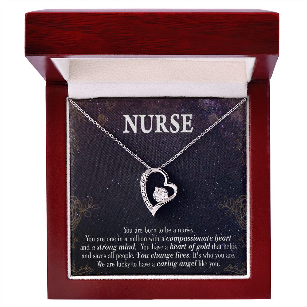 Caring Angel Nurse Forever Necklace w Message Card-Express Your Love Gifts