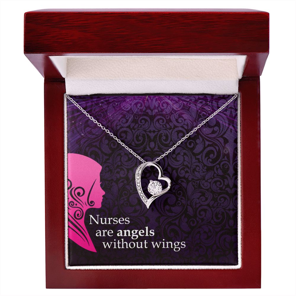 Nurses are Angels Forever Necklace w Message Card-Express Your Love Gifts
