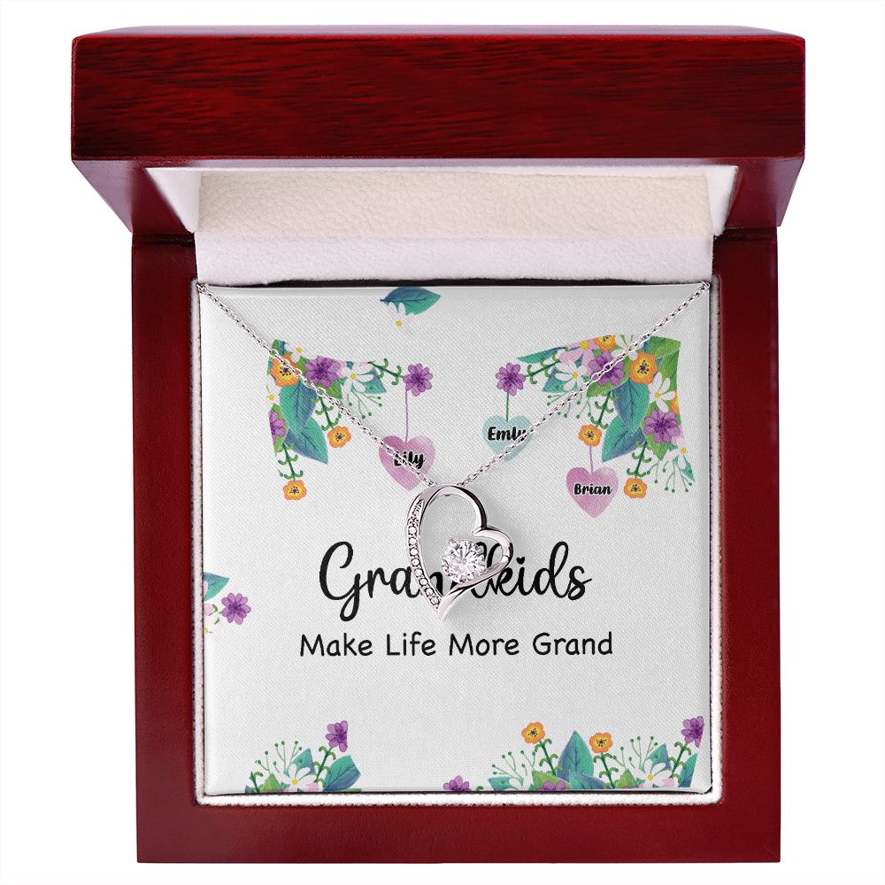 Grandkids Make Life More Grand Forever Necklace w Message Card-Express Your Love Gifts