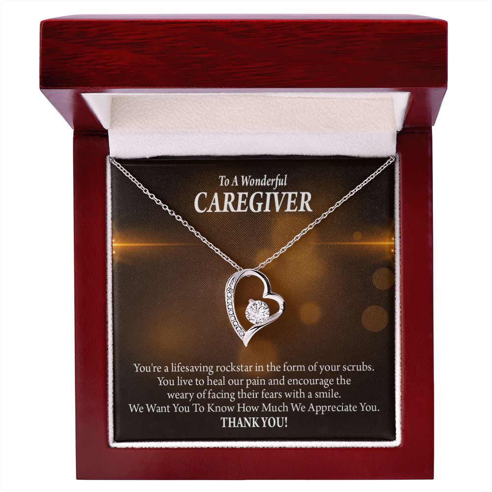 Rockstar Caregiver Forever Necklace w Message Card-Express Your Love Gifts
