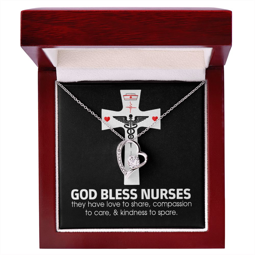 God Bless Nurses Forever Necklace w Message Card-Express Your Love Gifts
