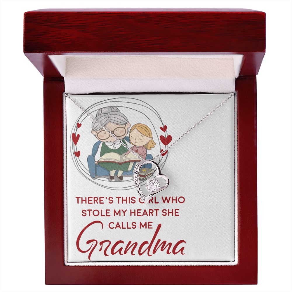 Girl Stole My Haert Calls Me Grandma Forever Necklace w Message Card-Express Your Love Gifts