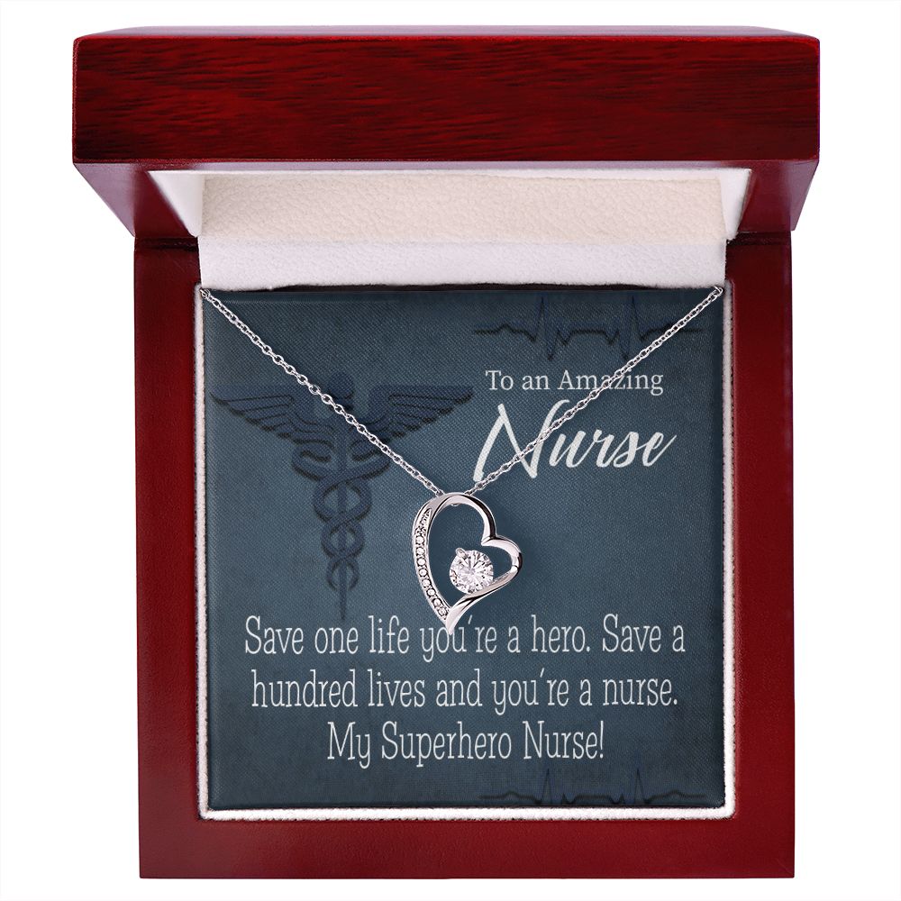 My Superhero Nurse! Forever Necklace w Message Card-Express Your Love Gifts