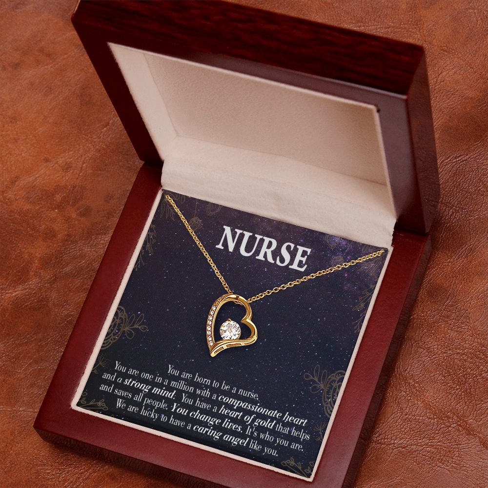 Caring Angel Nurse Forever Necklace w Message Card-Express Your Love Gifts