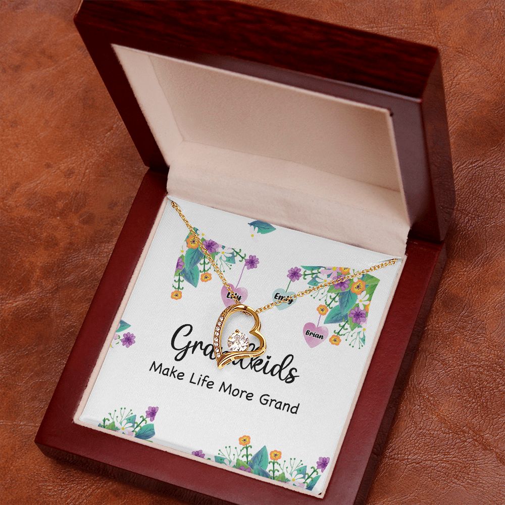 Grandkids Make Life More Grand Forever Necklace w Message Card-Express Your Love Gifts