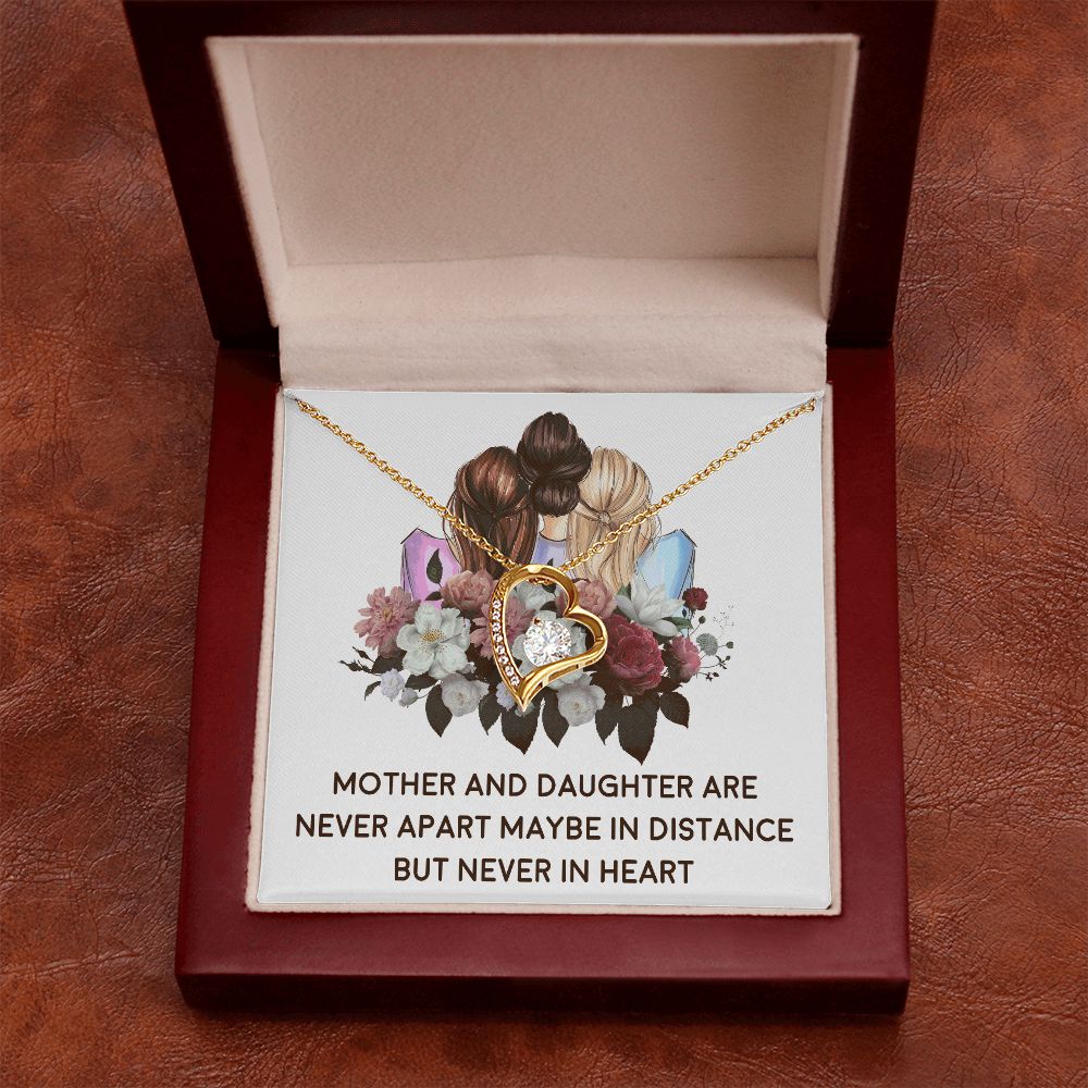 Mother and Daughter Never Apart Forever Necklace w Message Card-Express Your Love Gifts