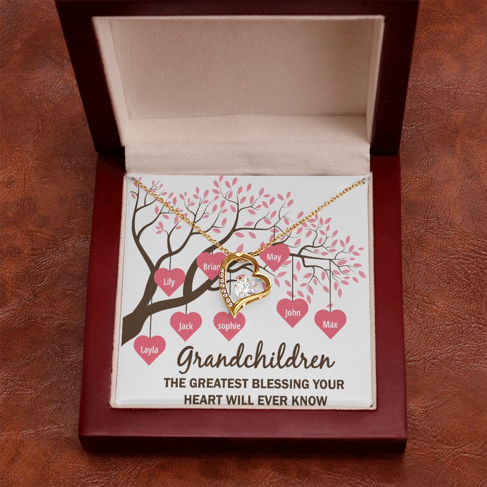 Grandchildren the Greatest Blessing Forever Necklace w Message Card-Express Your Love Gifts