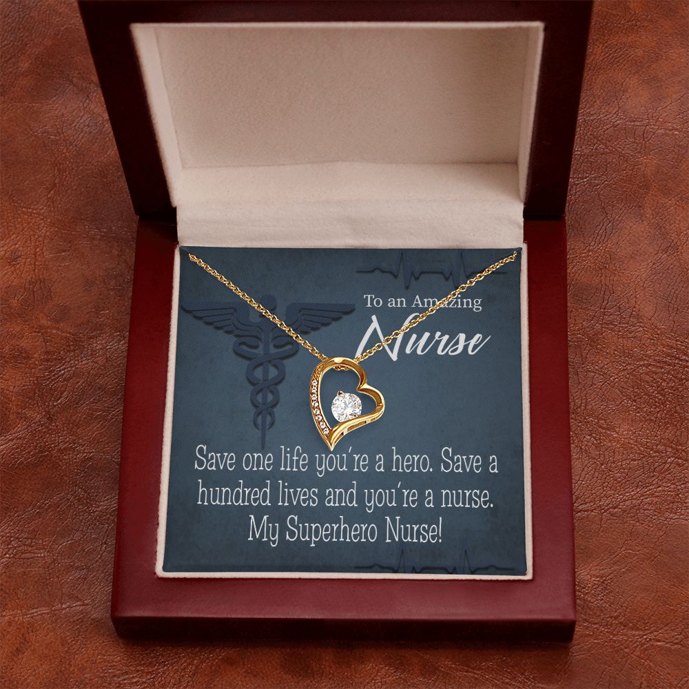 My Superhero Nurse! Forever Necklace w Message Card-Express Your Love Gifts