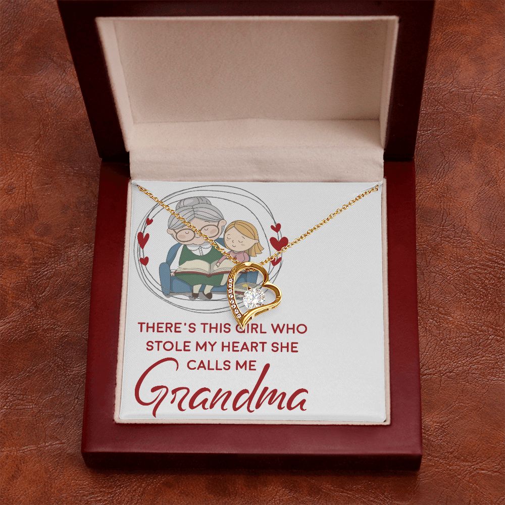 Girl Stole My Haert Calls Me Grandma Forever Necklace w Message Card-Express Your Love Gifts