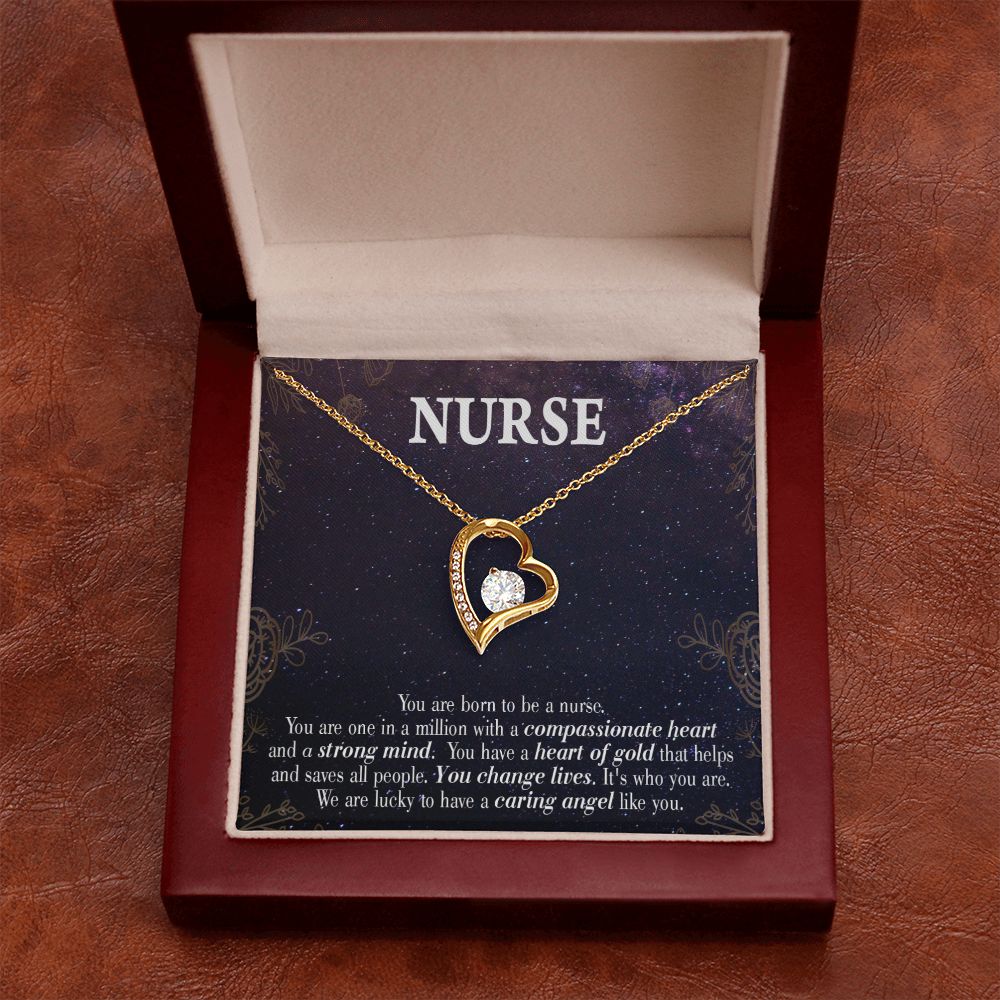 Caring Angel Nurse Forever Necklace w Message Card-Express Your Love Gifts
