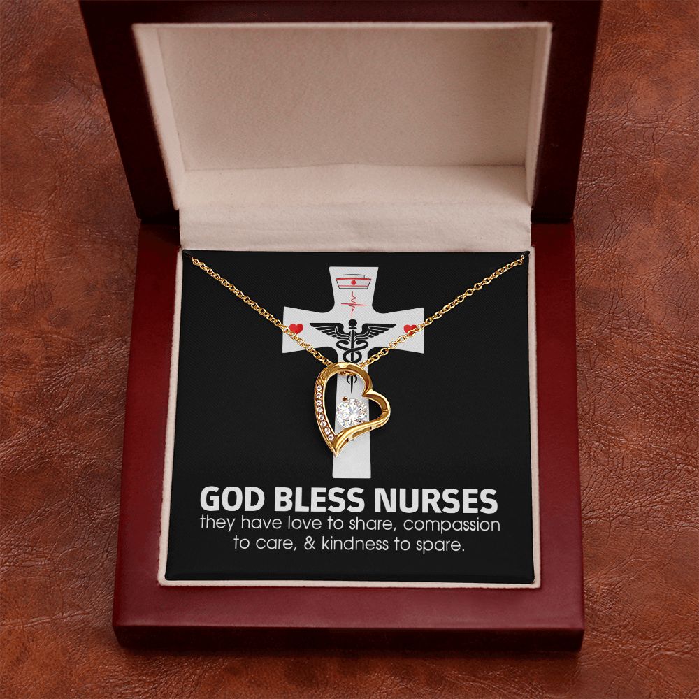 God Bless Nurses Forever Necklace w Message Card-Express Your Love Gifts