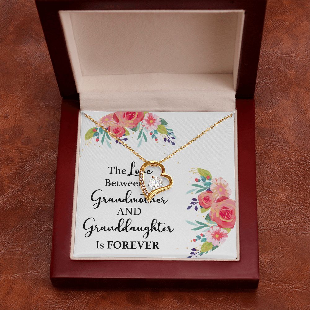 The Love Between a Grandmother and Granddaughter Forever Necklace w Message Card-Express Your Love Gifts