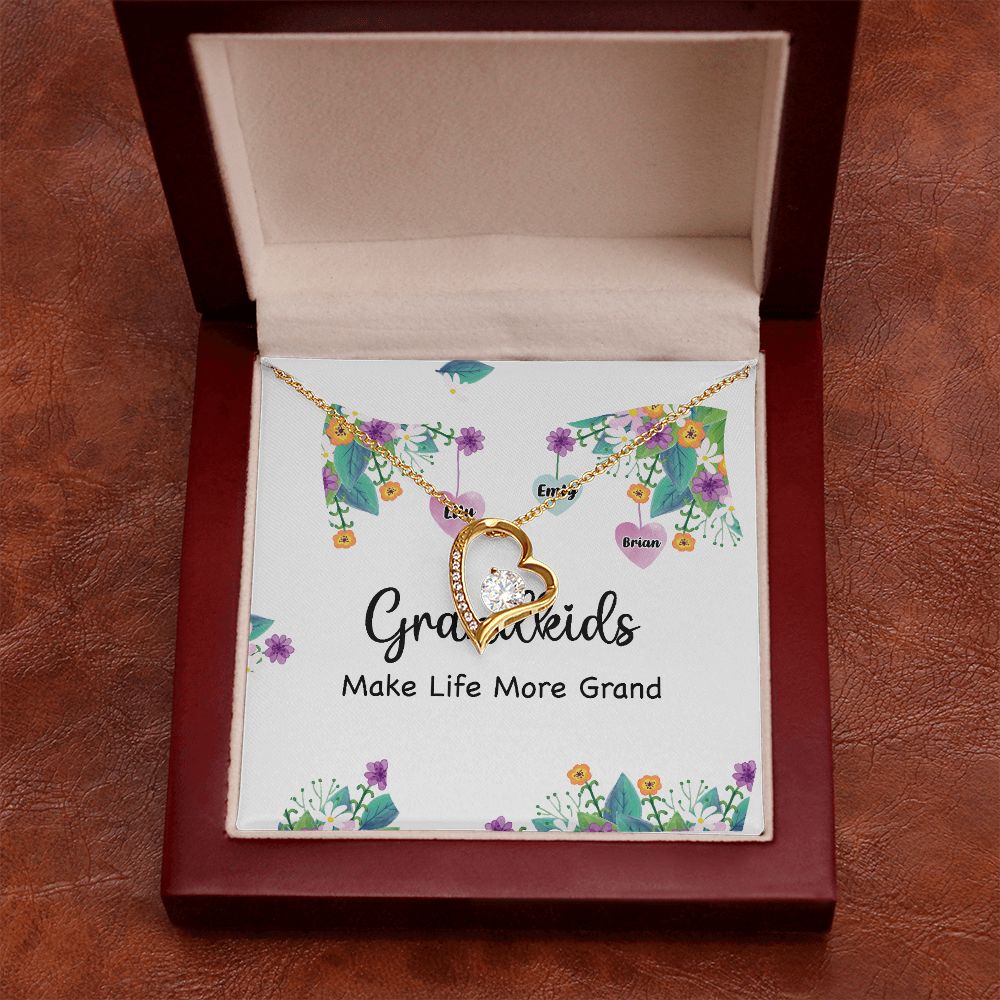 Grandkids Make Life More Grand Forever Necklace w Message Card-Express Your Love Gifts