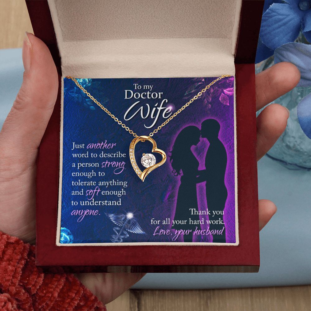 To My Doctor Wife Just Another Word Forever Necklace w Message Card-Express Your Love Gifts