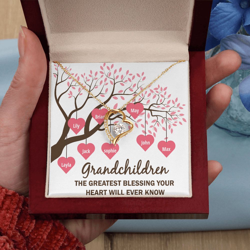 Grandchildren the Greatest Blessing Forever Necklace w Message Card-Express Your Love Gifts