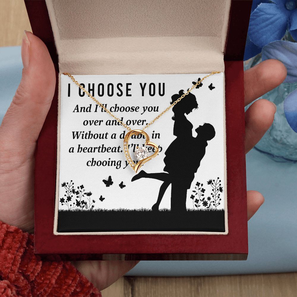 I Choose You Forever Necklace w Message Card-Express Your Love Gifts