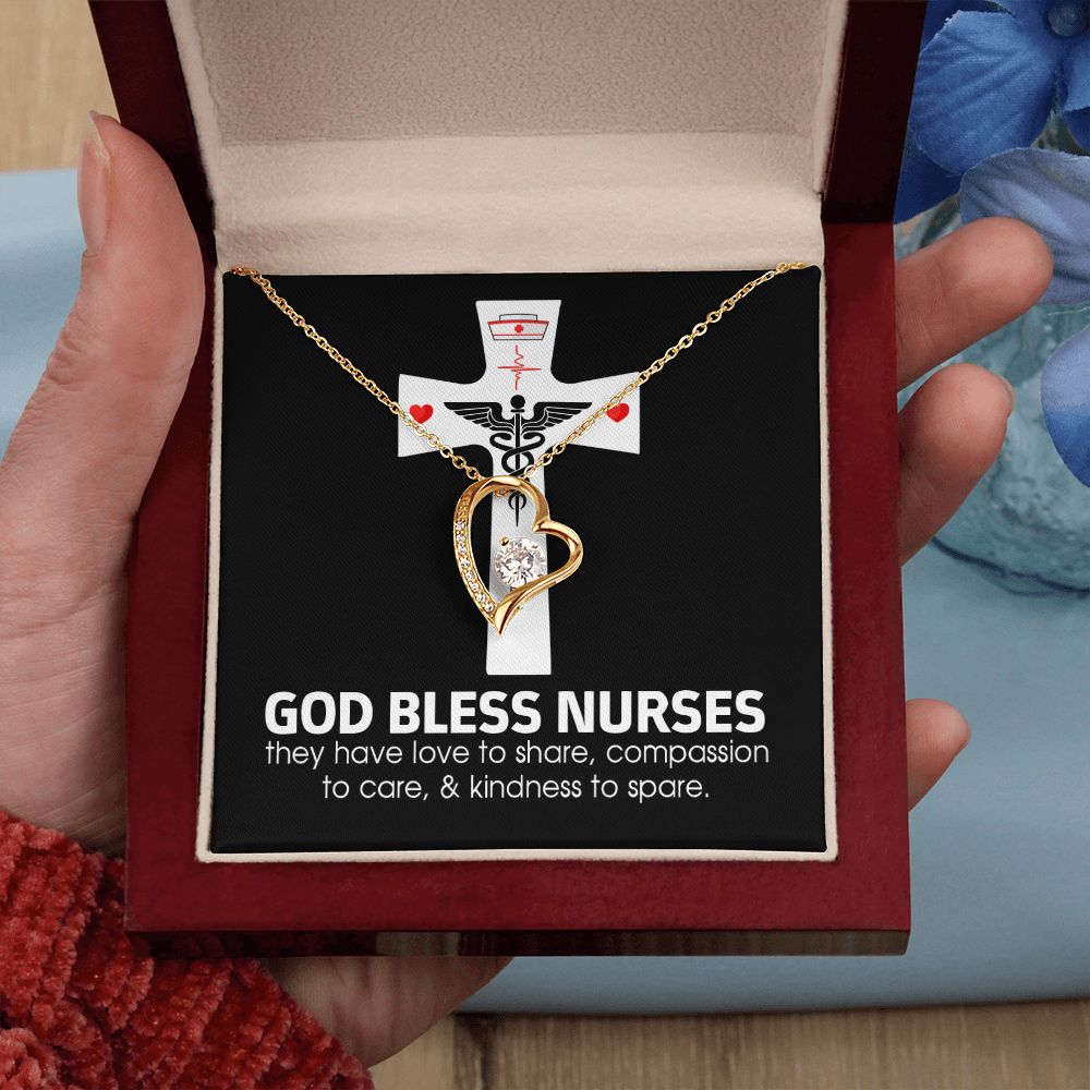 God Bless Nurses Forever Necklace w Message Card-Express Your Love Gifts