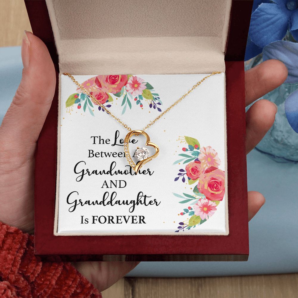The Love Between a Grandmother and Granddaughter Forever Necklace w Message Card-Express Your Love Gifts