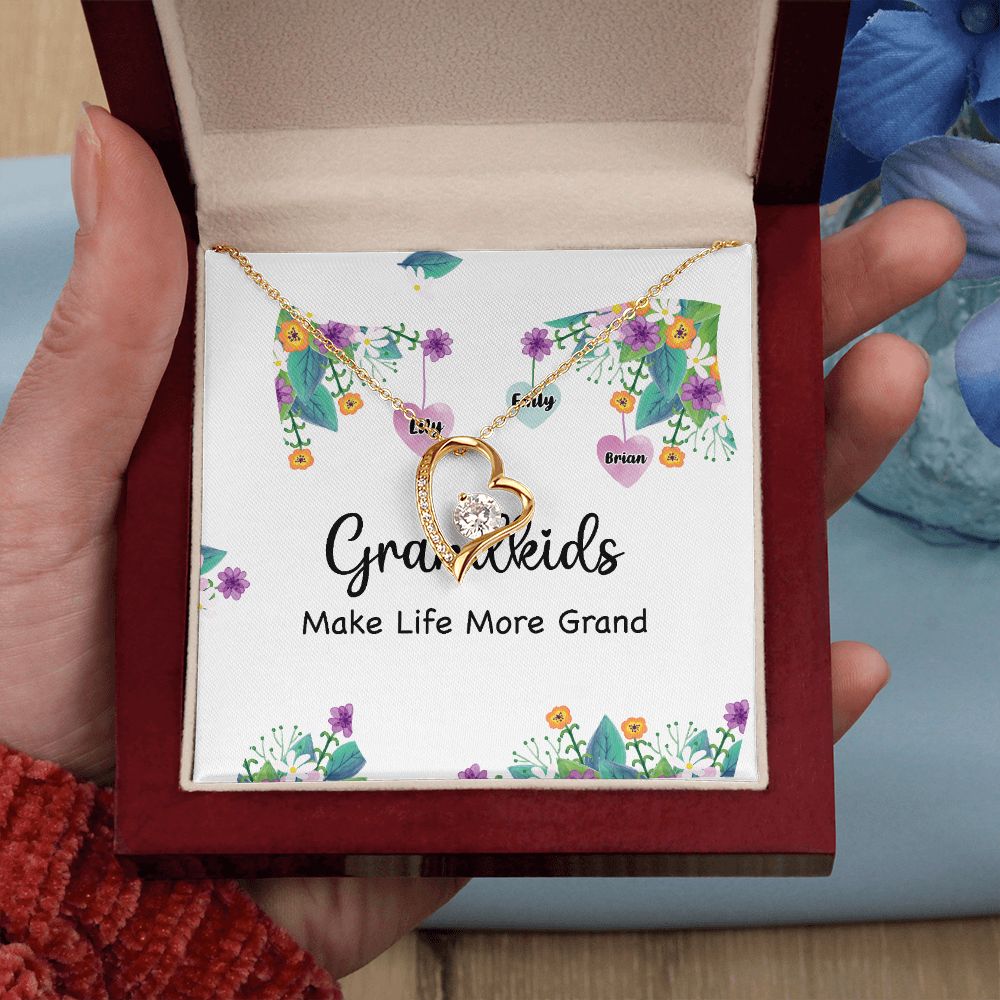 Grandkids Make Life More Grand Forever Necklace w Message Card-Express Your Love Gifts