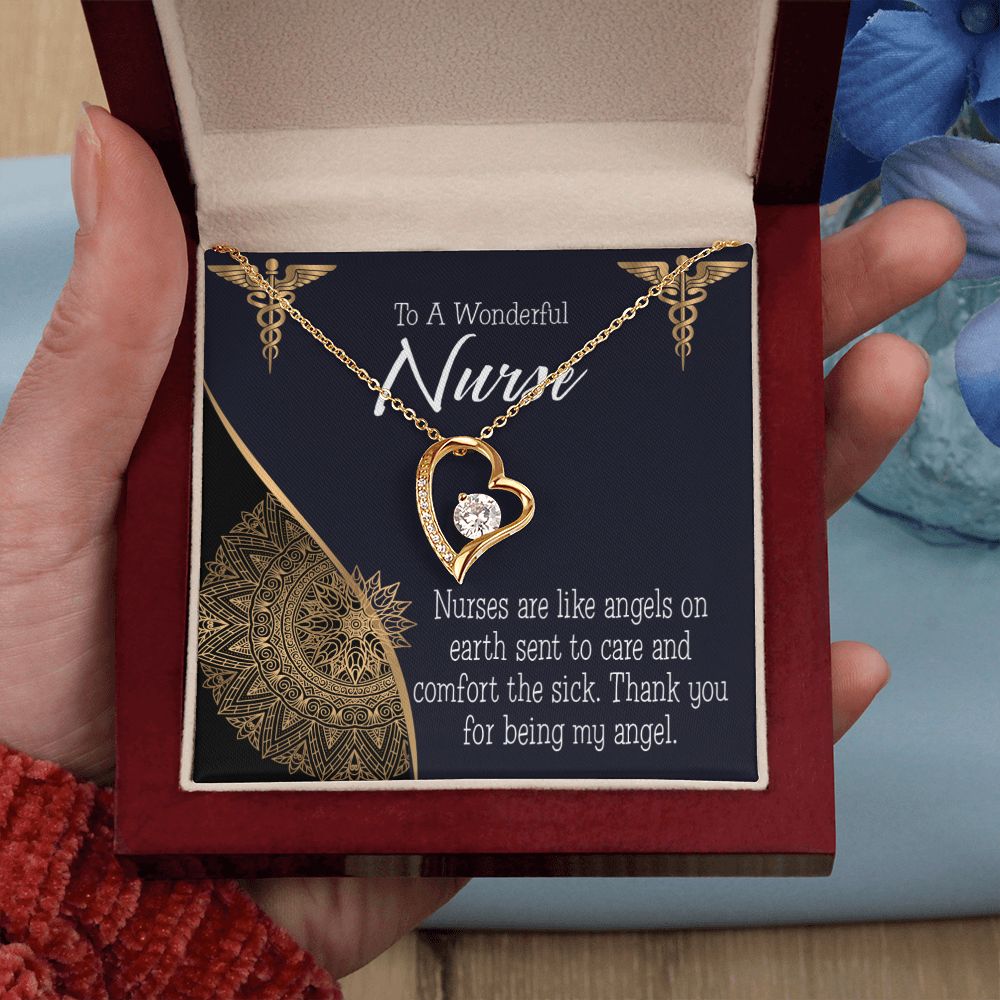Nurses are Like Angels Forever Necklace w Message Card-Express Your Love Gifts