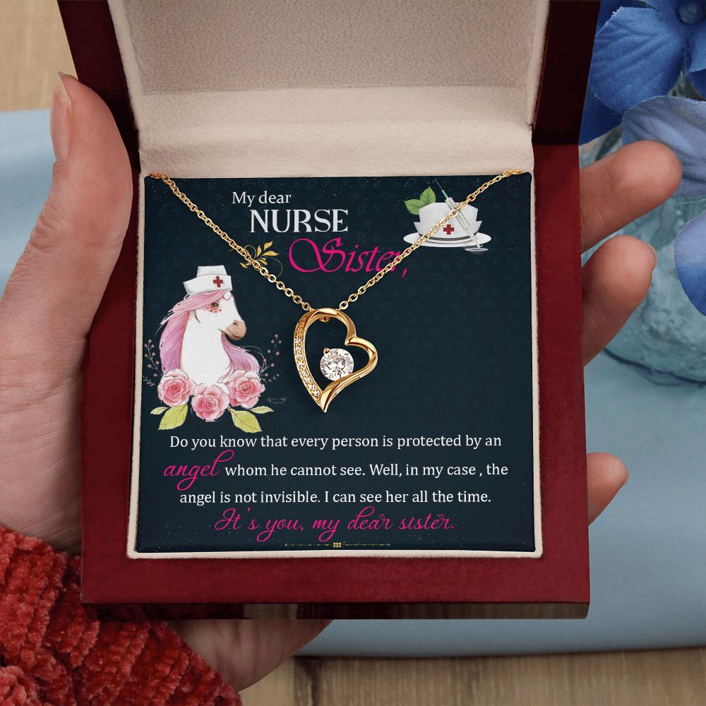 My Dear Nurse Sister Forever Necklace w Message Card-Express Your Love Gifts