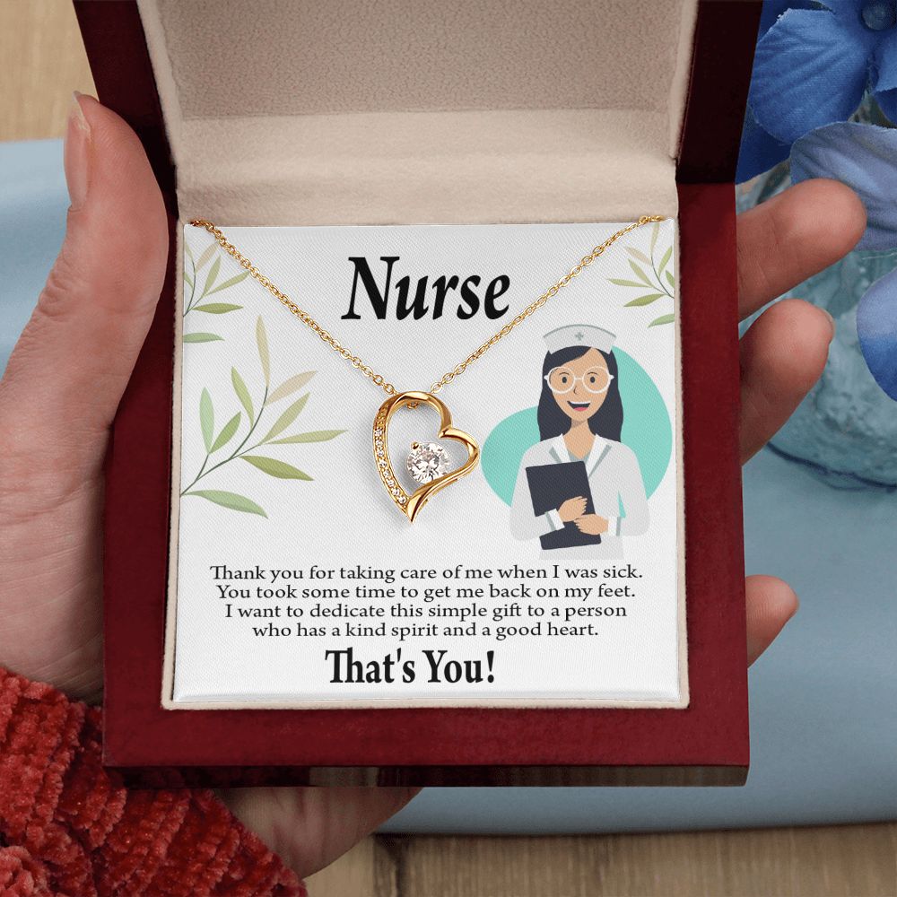 Simple Thank You Nurse Forever Necklace w Message Card-Express Your Love Gifts