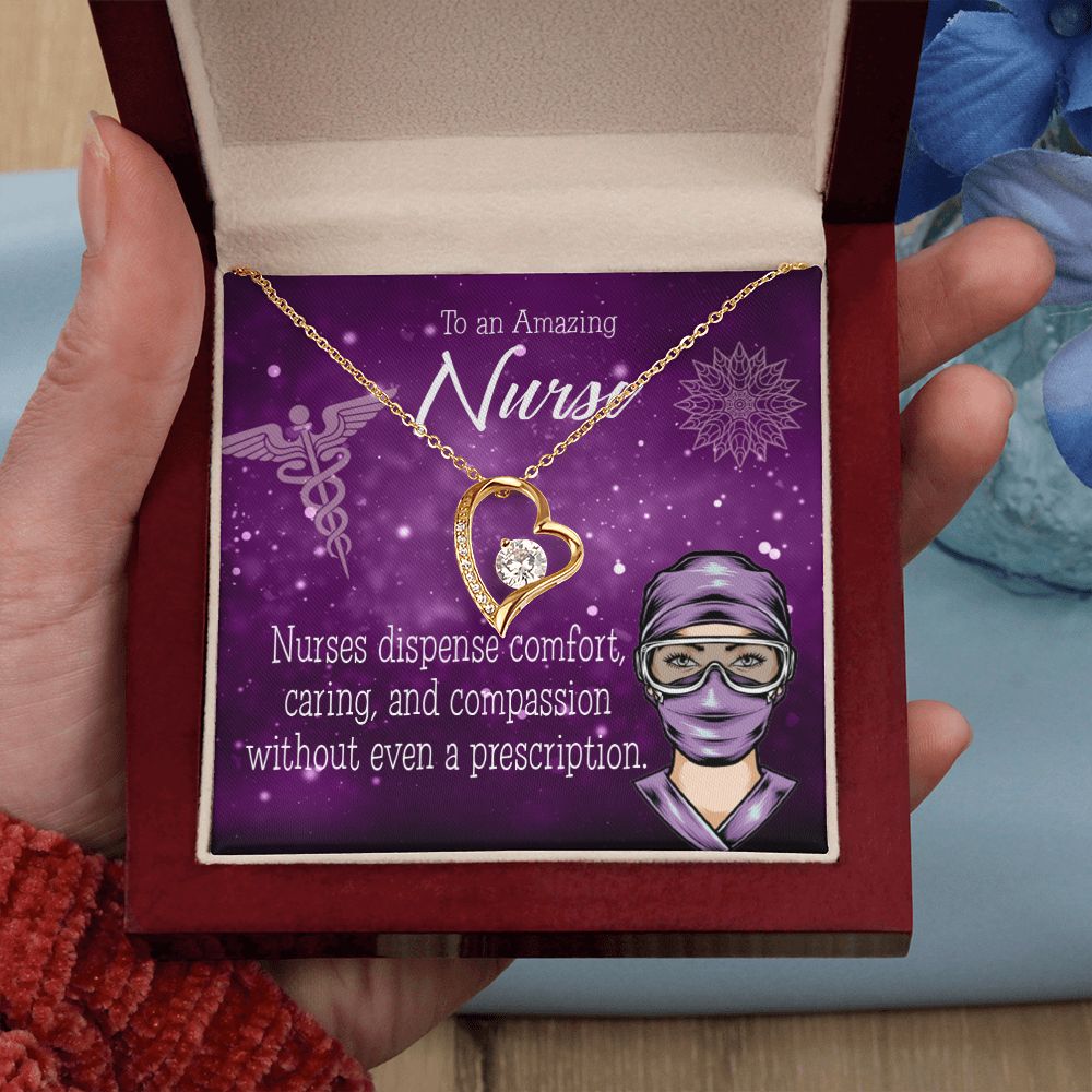 Nurse RN Caduceus Forever Necklace w Message Card-Express Your Love Gifts