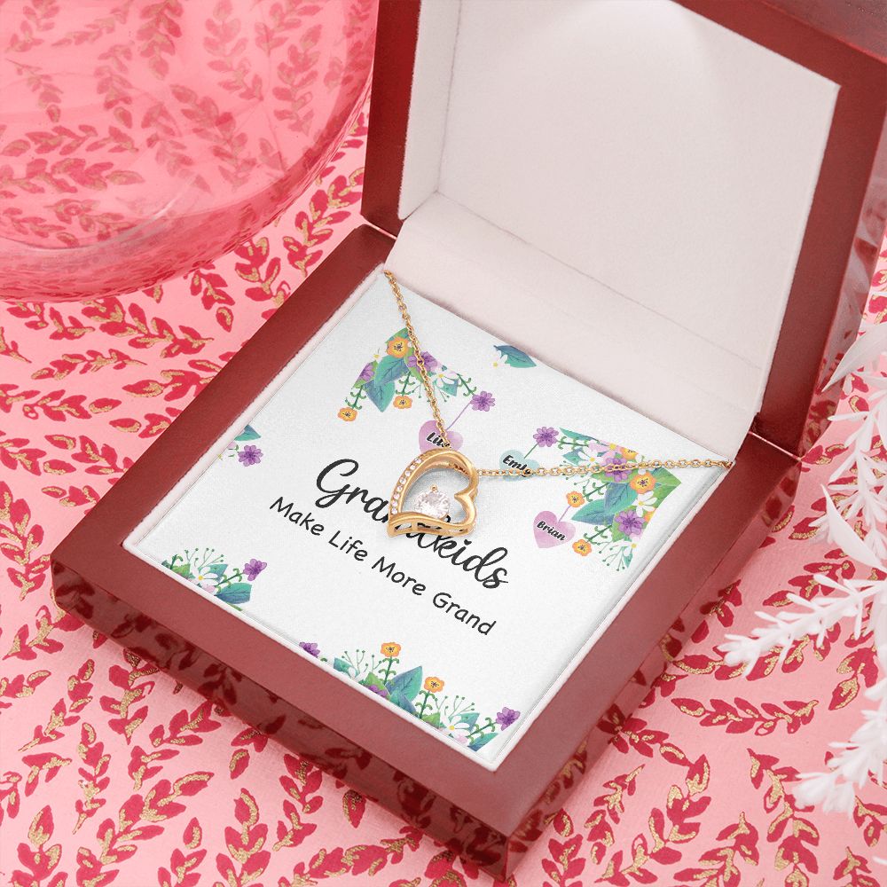 Grandkids Make Life More Grand Forever Necklace w Message Card-Express Your Love Gifts