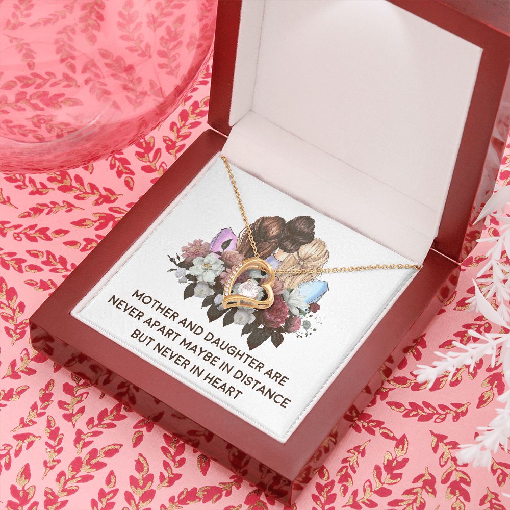 Mother and Daughter Never Apart Forever Necklace w Message Card-Express Your Love Gifts
