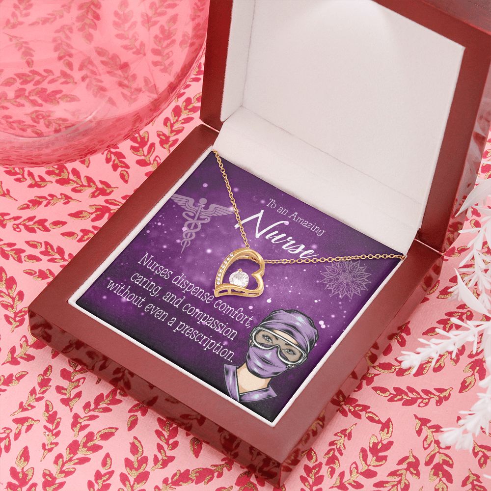 Nurse RN Caduceus Forever Necklace w Message Card-Express Your Love Gifts