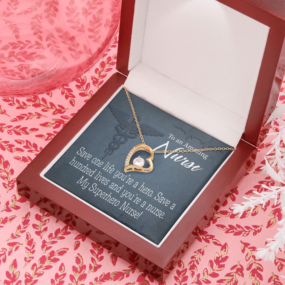 My Superhero Nurse! Forever Necklace w Message Card-Express Your Love Gifts
