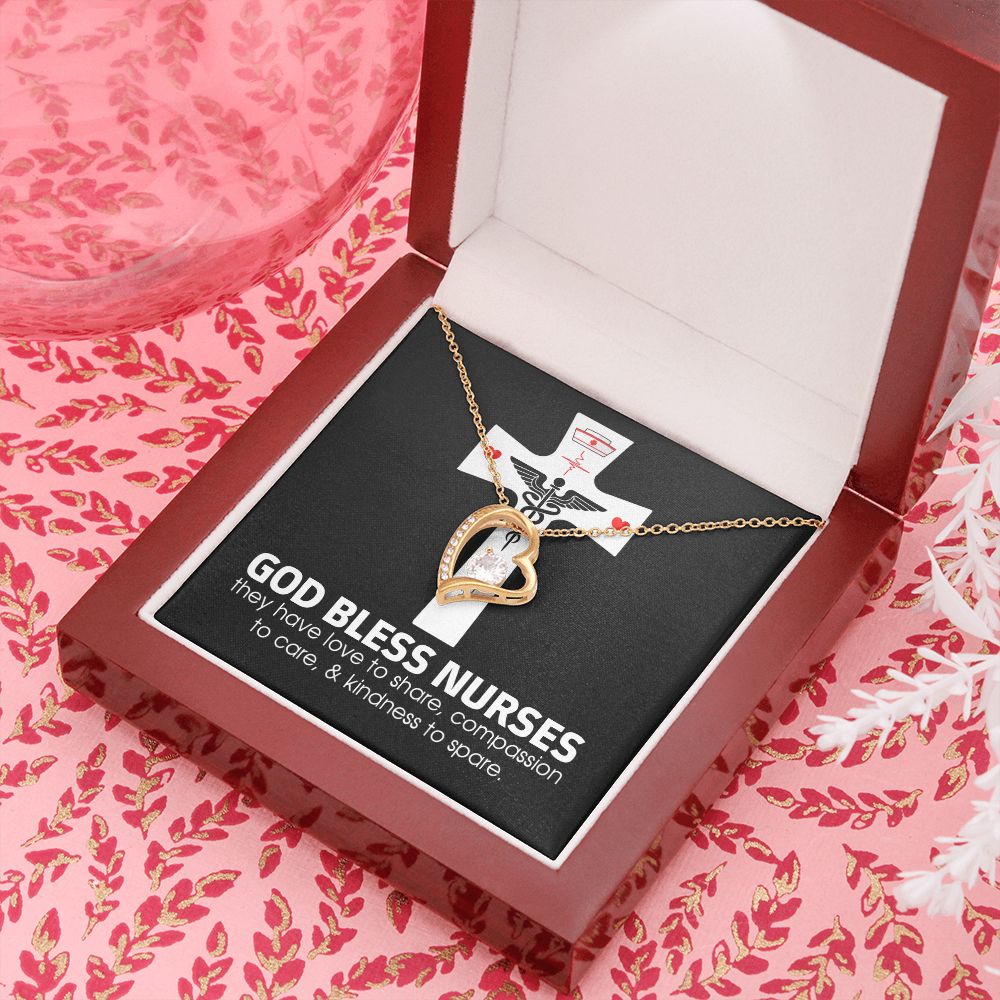 God Bless Nurses Forever Necklace w Message Card-Express Your Love Gifts