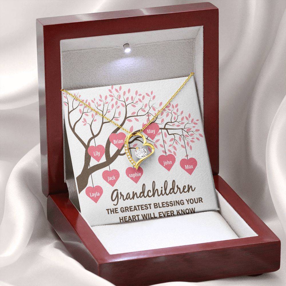Grandchildren the Greatest Blessing Forever Necklace w Message Card-Express Your Love Gifts