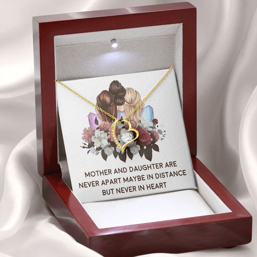 Mother and Daughter Never Apart Forever Necklace w Message Card-Express Your Love Gifts