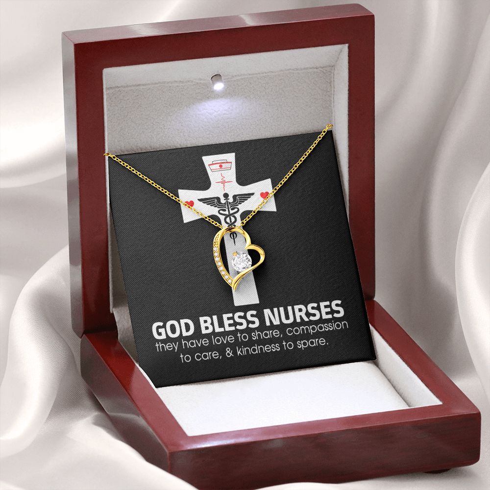 God Bless Nurses Forever Necklace w Message Card-Express Your Love Gifts