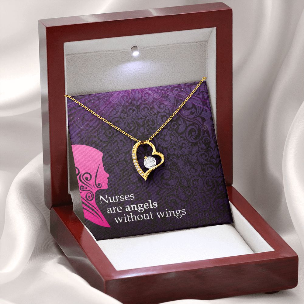 Nurses are Angels Forever Necklace w Message Card-Express Your Love Gifts