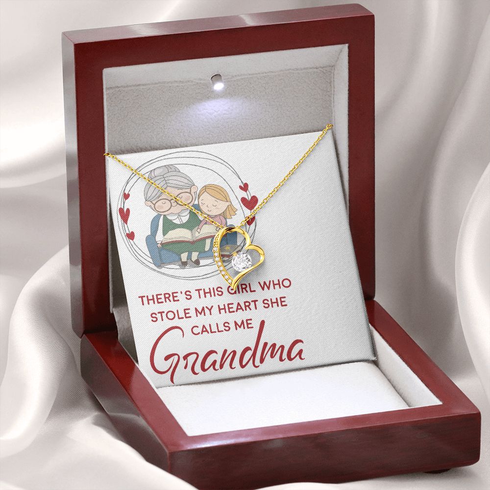 Girl Stole My Haert Calls Me Grandma Forever Necklace w Message Card-Express Your Love Gifts