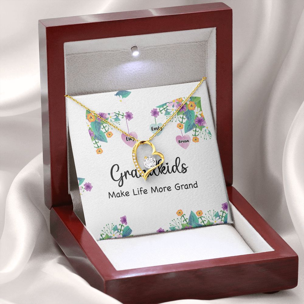 Grandkids Make Life More Grand Forever Necklace w Message Card-Express Your Love Gifts
